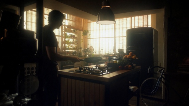 Video Reference: Room, Sky, House, Furniture, Building, Architecture, Darkness, Interior design, Sunlight, Window, Person