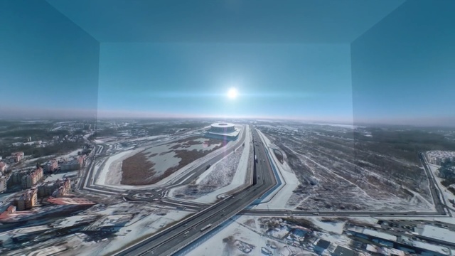 Video Reference: Aerial photography, Sky, Snow, Metropolitan area, Road, Urban area, Horizon, Bird-eye view, Highway, Infrastructure