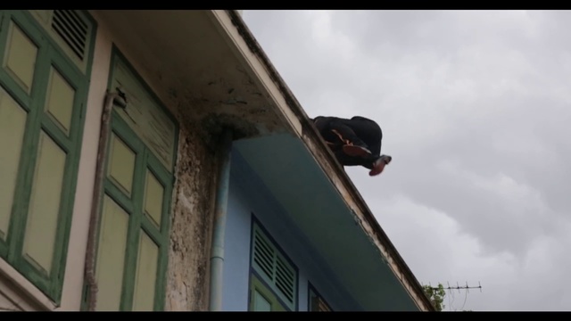 Video Reference: Roof, Wall, Window, Snapshot, Street stunts, Daylighting, Sky, Extreme sport, Photography, Facade