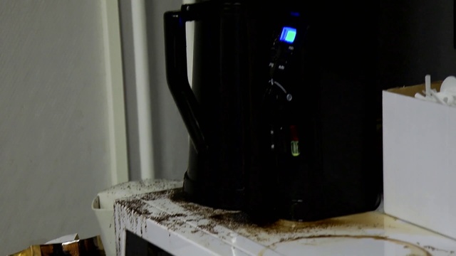 Video Reference: Small appliance, Coffeemaker, Kettle, Technology, Room, Electronic device, Home appliance