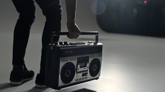 Video Reference: technology, boombox, electronics, sound, product, audio equipment, audio, electronic device, stereophonic sound, electronic instrument, Person