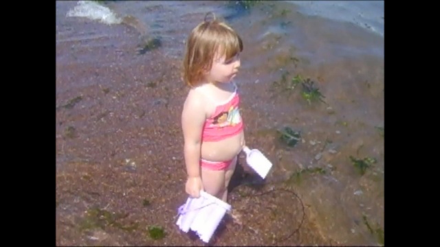 Video Reference: clothing, hair, face, photograph, human hair color, skin, child, girl, blond, leg