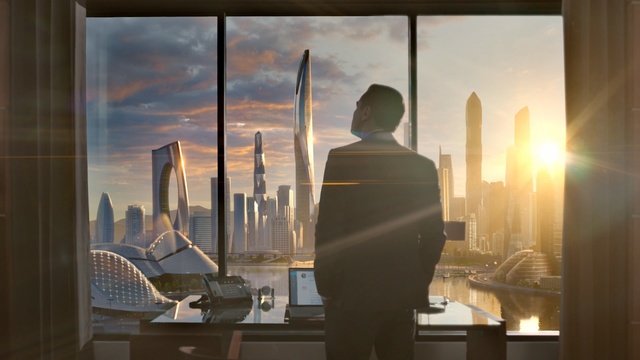 Video Reference: window, glass, interior design, sky, display window, building, Person