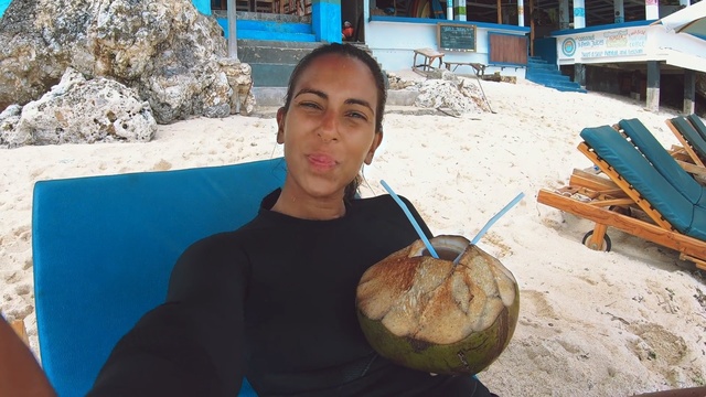 Video Reference: Coconut water, Vacation, Smile, Person