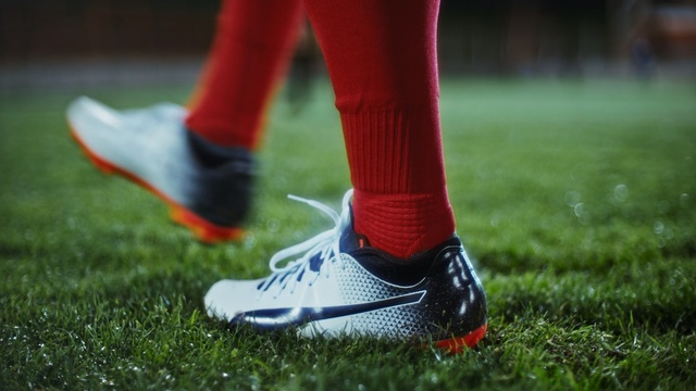 Video Reference: footwear, shoe, grass, sneakers, athletic shoe, outdoor shoe, recreation, ball, player, sports equipment