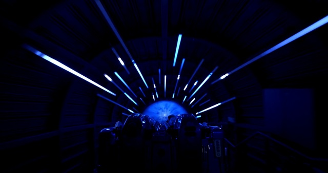 Video Reference: Blue, Light, Electric blue, Darkness, Lighting, Architecture, Sky, Technology, Night, Space