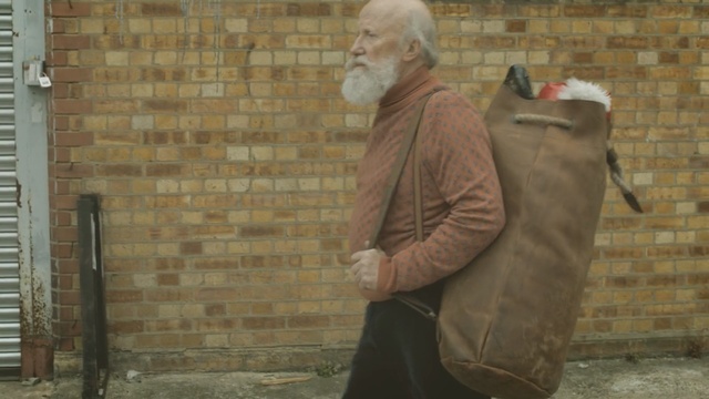 Video Reference: old man, traveler, man, bag, bag pack, Person