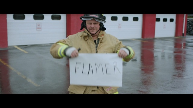 Video Reference: man, street work, flamer, Person