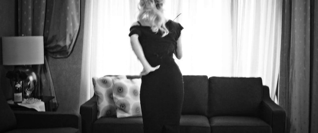Video Reference: Photograph, Black, Blond, Black-and-white, Dress, Beauty, Leg, Monochrome photography, Little black dress, Photography