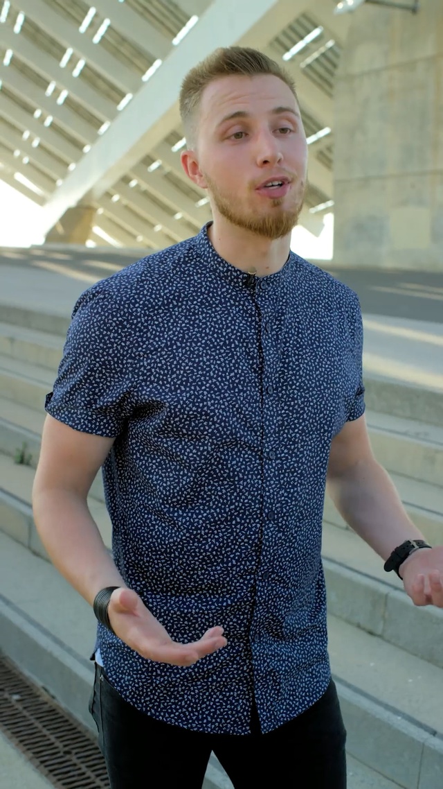 Video Reference: Blue, Clothing, Cobalt blue, Outerwear, Knitting, Electric blue, Wool, Neck, Pattern, Top, Person