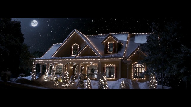 Video Reference: night, home, winter, snow, lighting, darkness, house, sky, christmas lights, christmas decoration