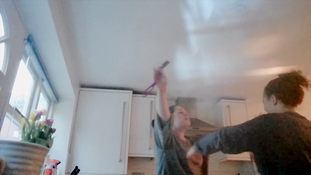 Video Reference: Ceiling, Hair, Shoulder, Wall, Blond, Snapshot, Arm, Room, Leg, Hardwood