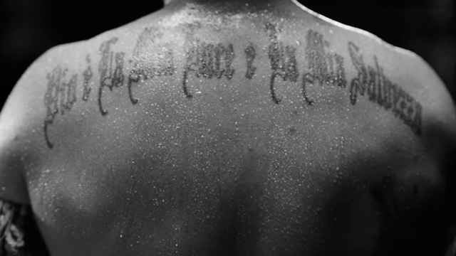 Video Reference: Skin, Back, Black-and-white, Shoulder, Joint, Tattoo, Monochrome photography, Chest, Arm, Hand