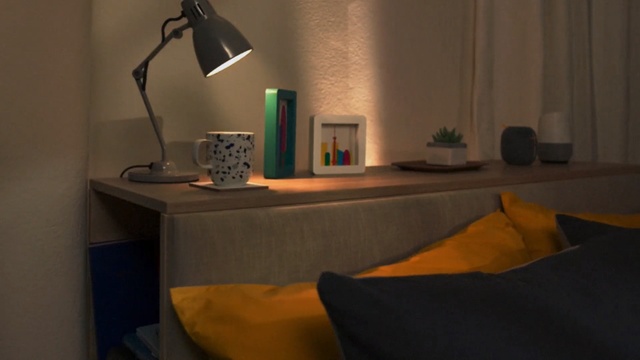 Video Reference: furniture, room, table, wall, interior design, light fixture, lighting, desk, lamp, home