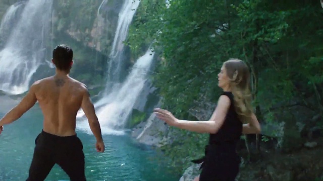 Video Reference: Waterfall, Nature, Water resources, Water, Photograph, Fun, Watercourse, Leisure, Water feature, Nature reserve, Outdoor, Person, Man, Riding, Young, Playing, Standing, Boy, Wave, Throwing, Surfing, Board, Frisbee, People, Game, Flying, Group, Tree, Clothing