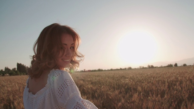 Video Reference: People in nature, Hair, Photograph, Field, Sky, Beauty, Grass family, Sunlight, Morning, Happy