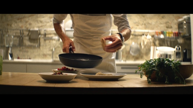 Video Reference: cook, cookware and bakeware, cooking, cuisine, tableware, food, service, dish, table, Person