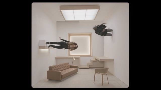 Video Reference: interior, room, table, furniture, home, house, chair, modern, indoors, decor, Person