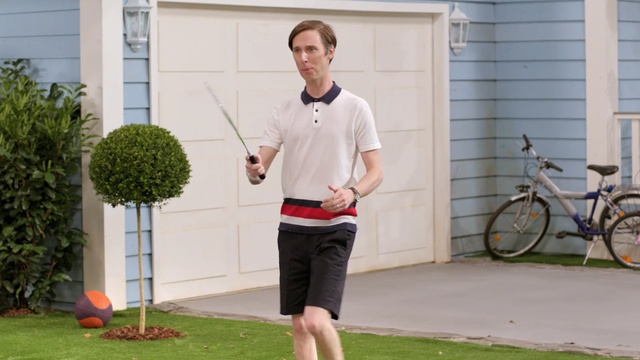 Video Reference: Shoulder, Grass, Joint, Footwear, Tree, Shoe, T-shirt, Plant, Lawn, Shorts, Person