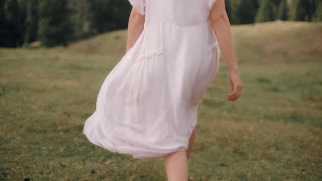 Video Reference: Dress, White, Clothing, Photograph, Shoulder, Wedding dress, Pink, Gown, Bridal clothing, Grass