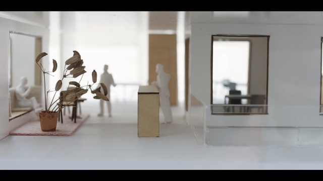 Video Reference: Interior design, Room, Furniture, Table, Art, Design, Architecture, Sculpture, Floor, Building, Person