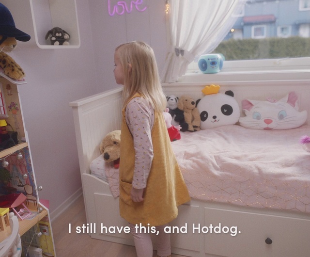 Video Reference: Clothing, Product, Yellow, Pink, Room, Shoulder, Outerwear, Toy, Dress, Long hair