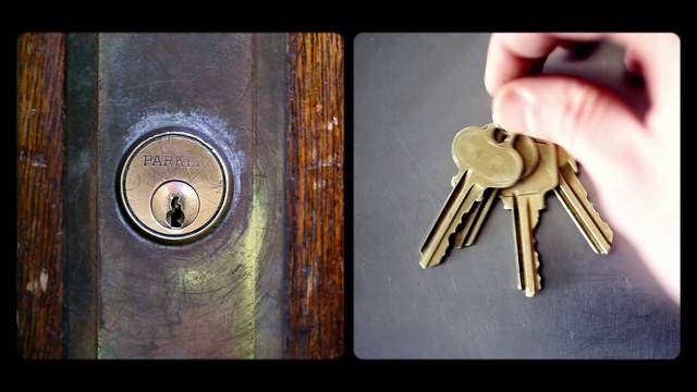 Video Reference: Lock, Key, Dead bolt, Wood, Door, Hardware accessory, Door handle