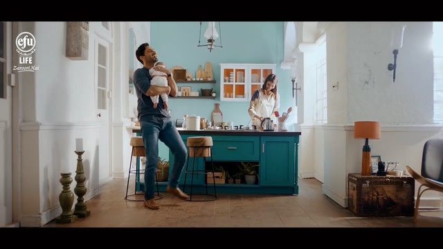 Video Reference: blue, room, furniture, table, interior design, home, product, flooring, floor, girl, Person