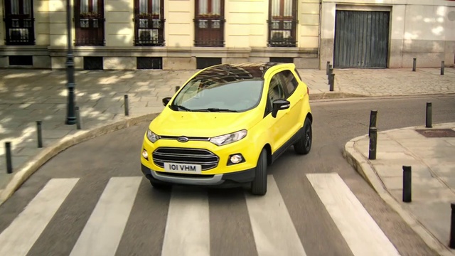 Video Reference: Land vehicle, Vehicle, Car, Motor vehicle, Mini SUV, City car, Automotive design, Yellow, Ford ecosport, Sport utility vehicle