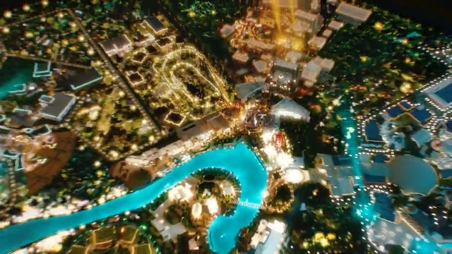 Video Reference: aerial photography, city, amusement park, world