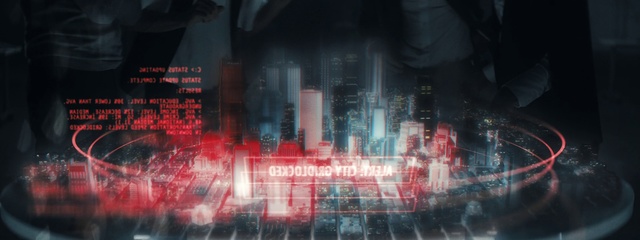 Video Reference: Red, People, Text, Font, Human settlement, Metropolis, Fiction, City, Darkness, Art