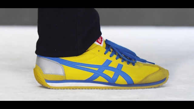 Video Reference: Shoe, Footwear, Sneakers, Blue, Yellow, White, Cobalt blue, Walking shoe, Electric blue, Outdoor shoe