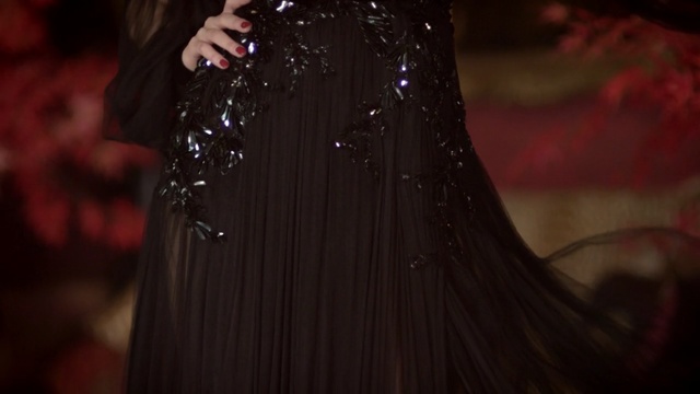 Video Reference: Dress, Fashion, Red, Gown, Haute couture, Lady, Shoulder, Formal wear, Joint, Fashion design