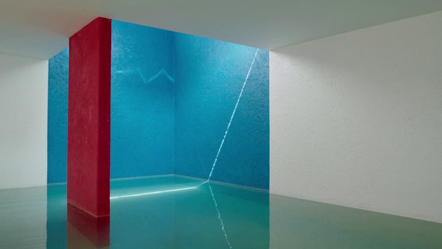 Video Reference: Blue, Turquoise, Aqua, Wall, Ceiling, Glass, Room, Architecture, Rectangle, Floor