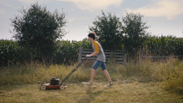Video Reference: Grass, Outdoor power equipment, Gardener, Soil, Tool, Lawn, Grassland, Fun, Vehicle, String trimmer