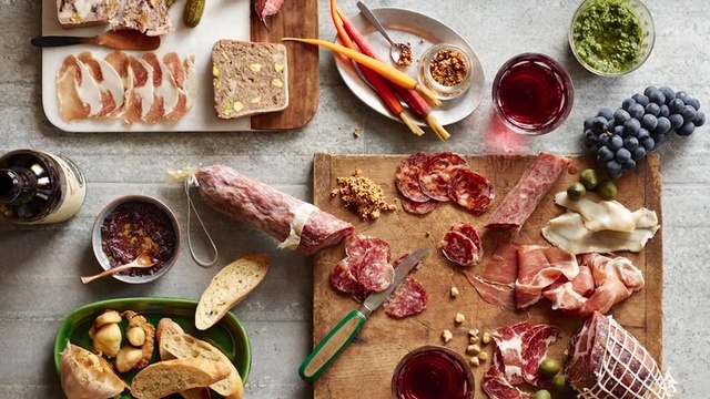 Video Reference: Cuisine, Food, Dish, Salumi, Charcuterie, Ingredient, Prosciutto, Fuet, Soppressata, Salt-cured meat, Person