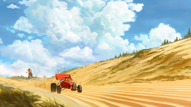 Video Reference: Desert racing, Natural environment, Sand, Vehicle, Desert, Off-roading, Landscape, Dune, Off-road vehicle, Sky