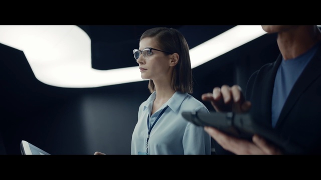 Video Reference: eyewear, gentleman, vision care, technology, screenshot, girl, official, white collar worker, conversation, glasses, Person