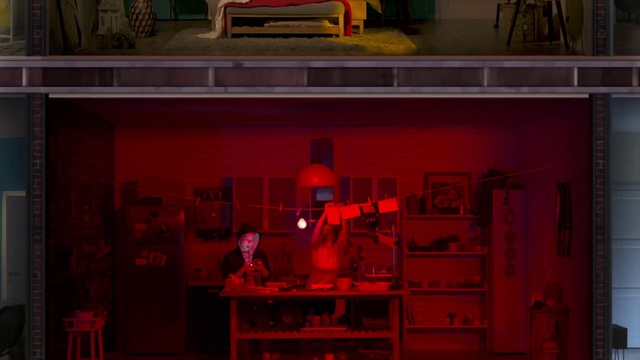 Video Reference: Red, Light, Room, Photography, Furniture, House