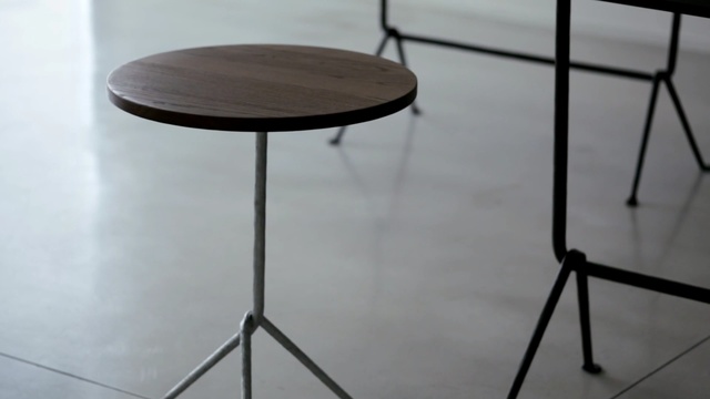 Video Reference: Furniture, Bar stool, Table, Iron, Stool, Chair, Material property, Metal, Floor