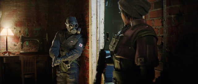 Video Reference: Personal protective equipment, Action-adventure game, Military uniform, Headgear, Gun, Games, Airsoft, Uniform, Adventure game, Swat, Person, Building, Man, Standing, Holding, Front, Wearing, Table, Young, Woman, Street, Walking, Room, Luggage, Fire, People, Board, Hat, Suitcase, Playing, Kitchen, Helmet, Clothing, Firefighter, War, Weapon, Gas mask, Mask, Rifle