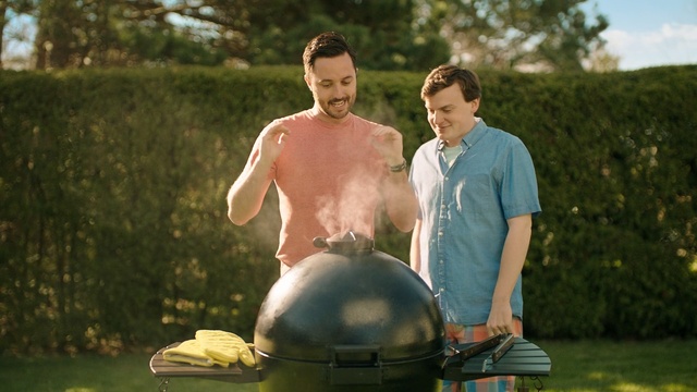 Video Reference: vertebrate, grass, fun, male, lawn, leisure, water, summer, plant, muscle, Person