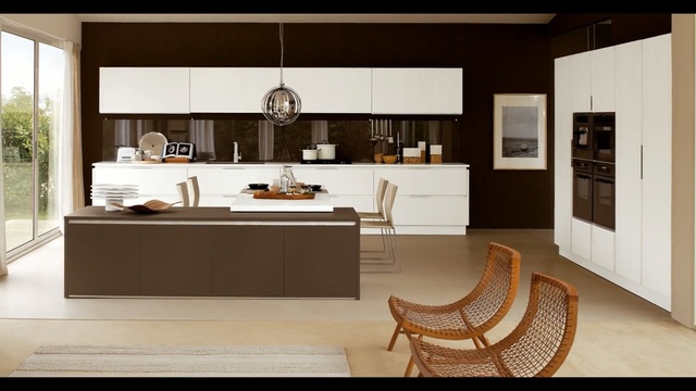 Video Reference: kitchen, interior design, furniture, cuisine classique, cabinetry, floor, angle, countertop, flooring, table