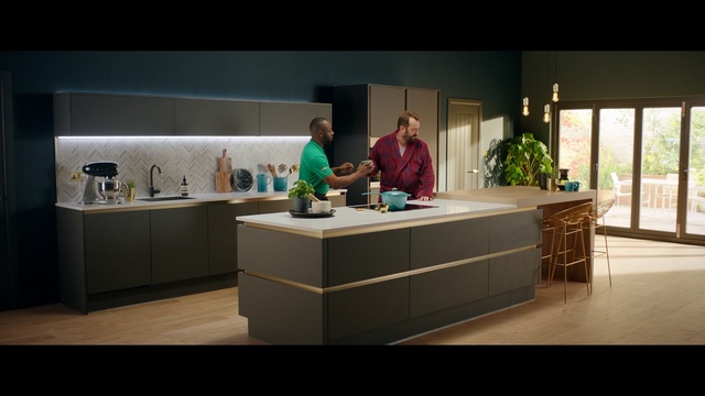 Video Reference: Furniture, Room, Countertop, Kitchen, Interior design, Cabinetry, Table, Material property, Flooring, House