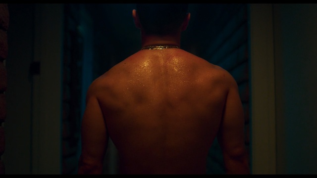 Video Reference: Barechested, Back, Shoulder, Chest, Muscle, Male, Flesh, Arm, Joint, Neck, Person, Indoor, Man, Front, Sitting, Holding, Looking, Standing, Hand, Table, Woman, Lit, Red, White, Shirt, Screen, Glass, Young, Phone, Room, Board, Vase, Wedding, Nude