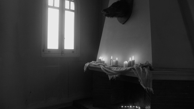 Video Reference: White, Black, Light, Black-and-white, Room, Lighting, Monochrome, Monochrome photography, Darkness, Photography, Indoor, Window, Sitting, Lit, Dark, Small, Looking, Bed, Lamp, Mirror, Sun, Table, Living, Man, Bedroom, Television, Large, Cat, Sink, Standing, Laying, Wall, Candle, Black and white