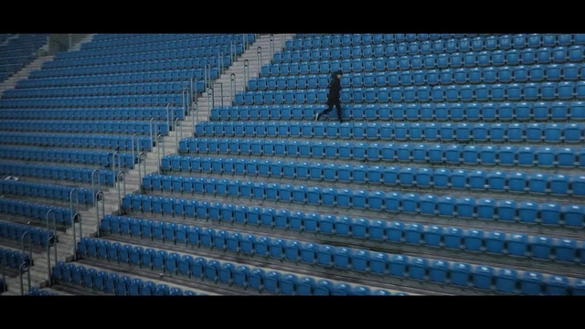 Video Reference: Blue, Line, Architecture, Metal, Electric blue, Steel, Symmetry, Composite material, Stadium