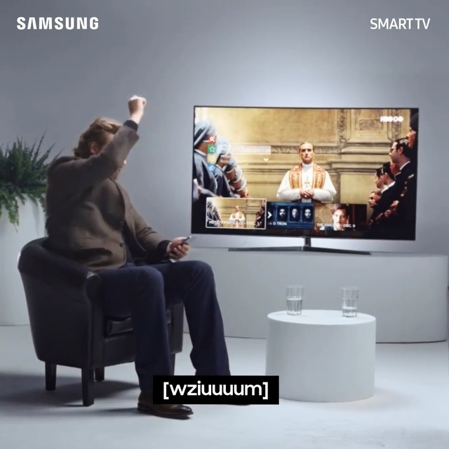 Video Reference: Product, Advertising, Display device, Furniture, Technology, Room, Media, Television set, Sky, Design, Person