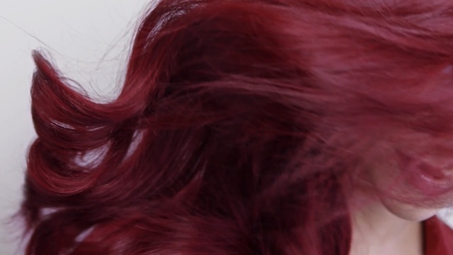 Video Reference: Hair, Red, Hair coloring, Red hair, Maroon, Hairstyle, Magenta, Purple, Brown hair, Pink
