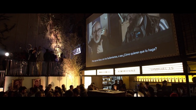 Video Reference: Crowd, Architecture, Night, Design, Projection screen, Advertising, Display device, Font, Technology, Adaptation